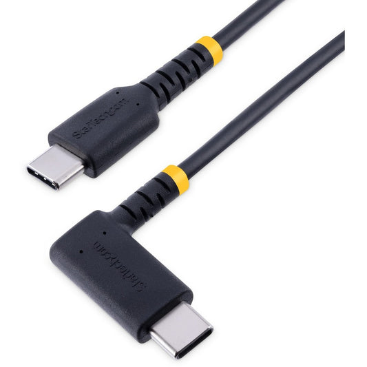 StarTech.com 1ft (30cm) USB C Charging Cable Right Angle 60W PD 3A Heavy Duty Fast Charge USB-C Cable Durable Rugged Aramid Fiber