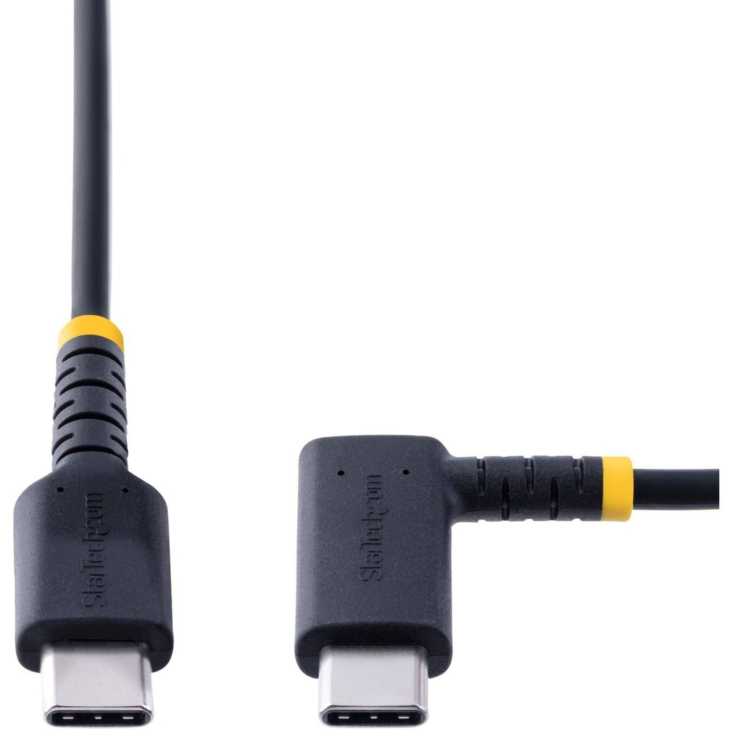 StarTech.com 1ft (30cm) USB C Charging Cable Right Angle 60W PD 3A Heavy Duty Fast Charge USB-C Cable Durable Rugged Aramid Fiber