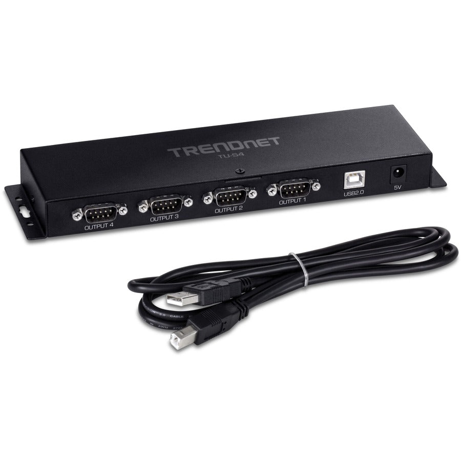 TRENDnet TU-S4 4-Port USB to Serial RS232 Hub Black