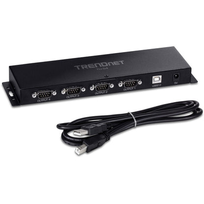 TRENDnet TU-S4 4-Port USB to Serial RS232 Hub Black