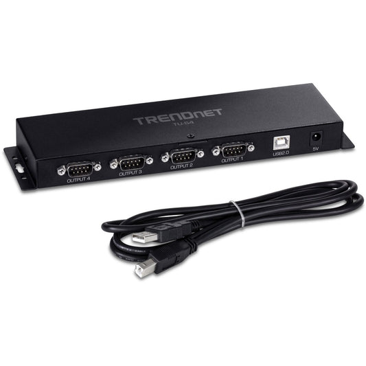 TRENDnet TU-S4 4-Port USB to Serial RS232 Hub Black
