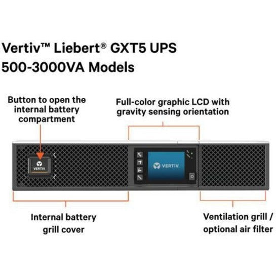 Vertiv Liebert GXT5 TAA UPS with RDU101 Card - 1500VA/1350W 120V Rack/Tower