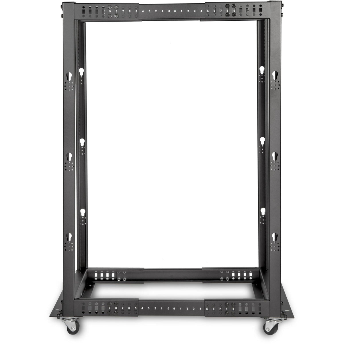 Rocstor SolidRack 25U Adjustable Depth Open Frame 4 Post Rack w/ Casters