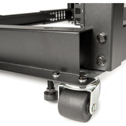 Rocstor SolidRack 25U Adjustable Depth Open Frame 4 Post Rack w/ Casters