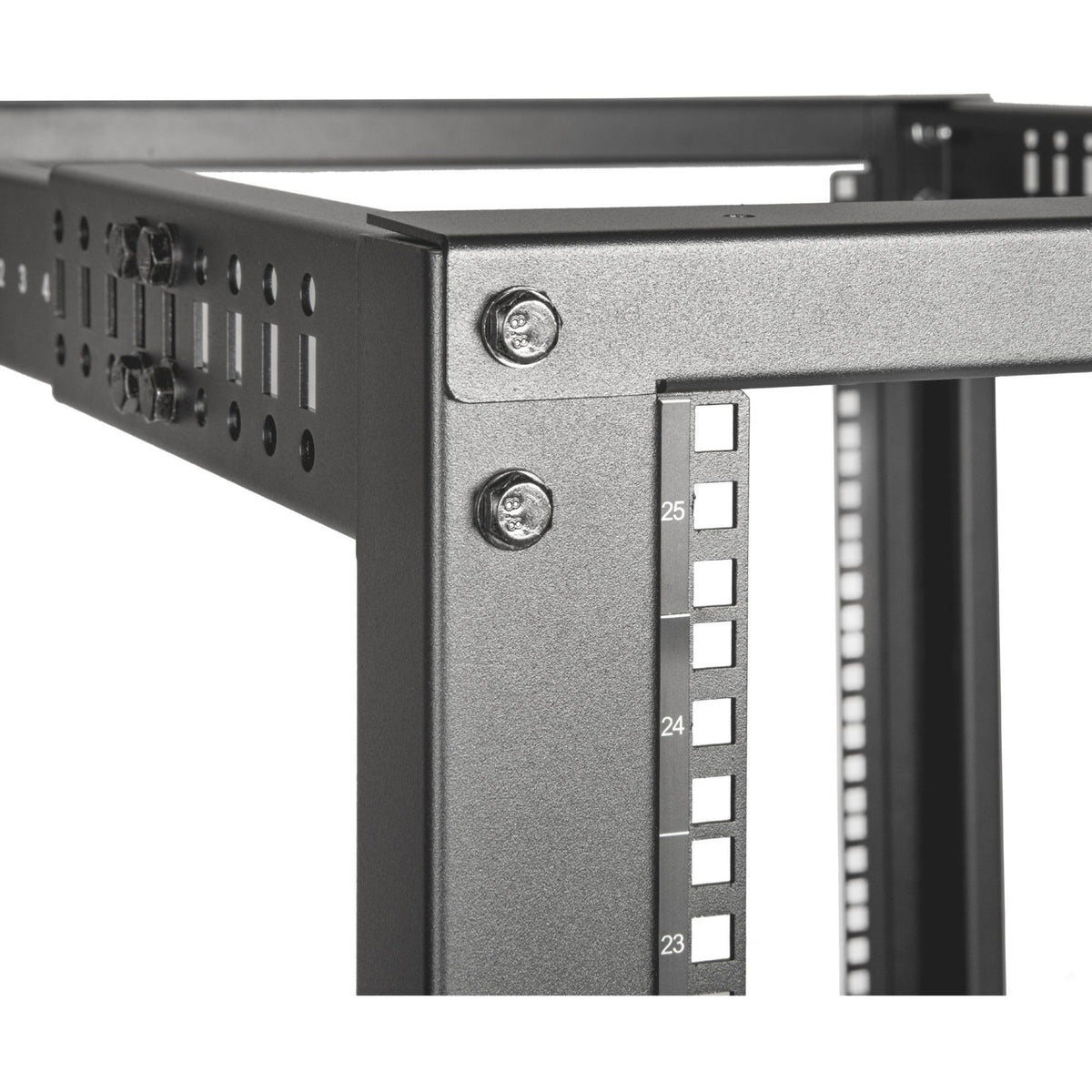 Rocstor SolidRack 25U Adjustable Depth Open Frame 4 Post Rack w/ Casters