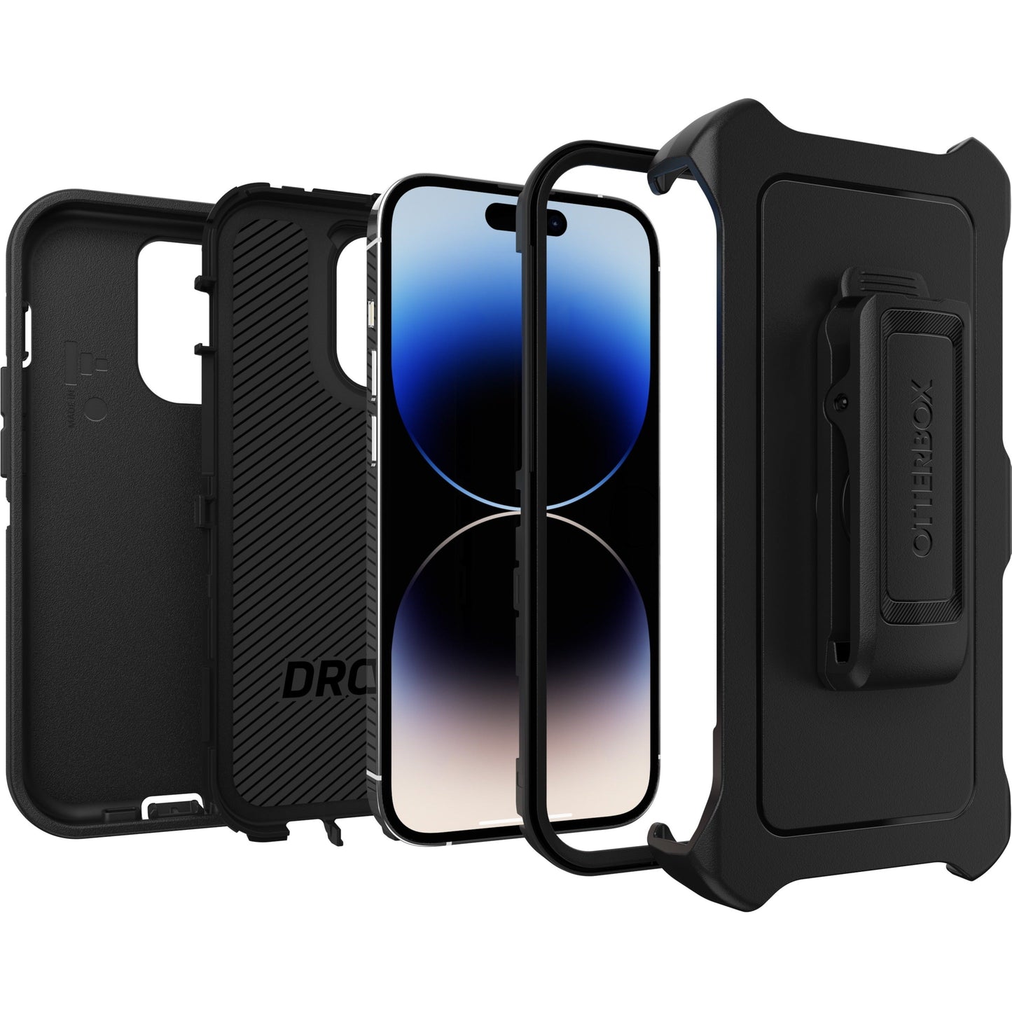 OtterBox Defender Rugged Carrying Case (Holster) Apple iPhone 14 Pro Smartphone - Black