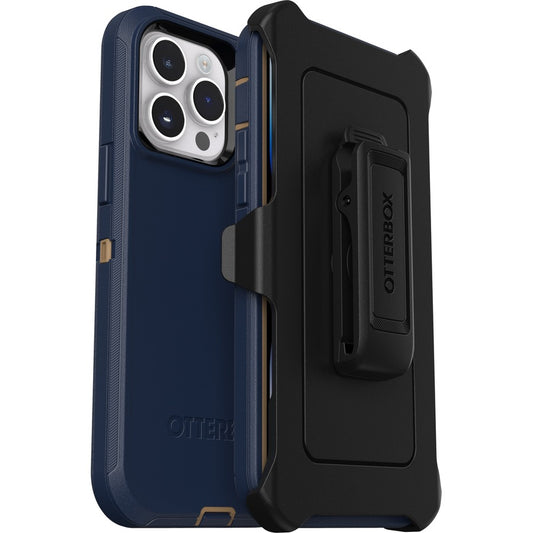OtterBox Defender Rugged Carrying Case (Holster) Apple iPhone 14 Pro Max Smartphone - Blue Suede Shoes