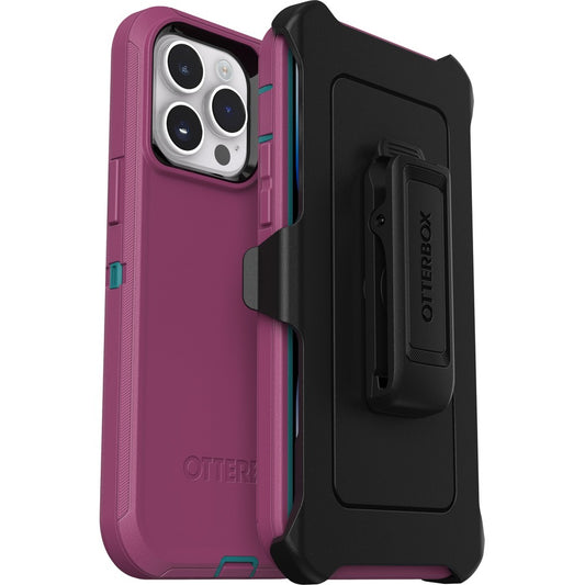 OtterBox Defender Rugged Carrying Case (Holster) Apple iPhone 14 Pro Max Smartphone - Canyon Sun (Pink)