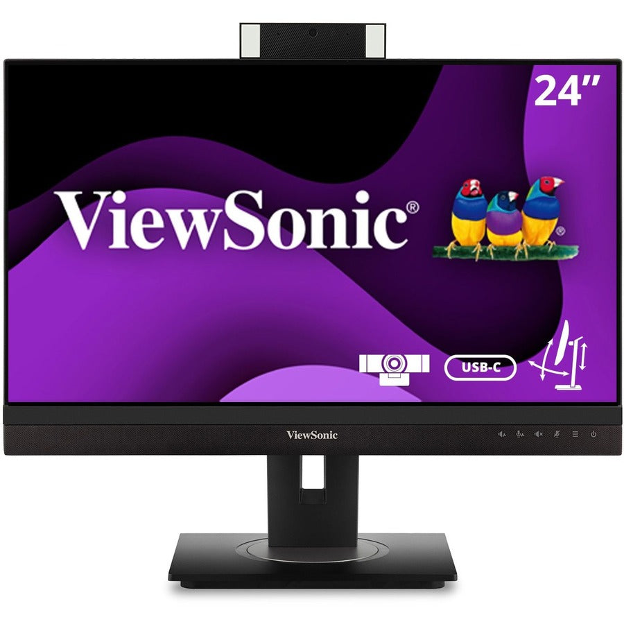ViewSonic VG2456V 24 Inch 1080p Video Conference Monitor with Webcam 2 Way Powered 90W USB C Docking Built-In Gigabit Ethernet and 40 Degree Tilt Ergonomics for Home and Office