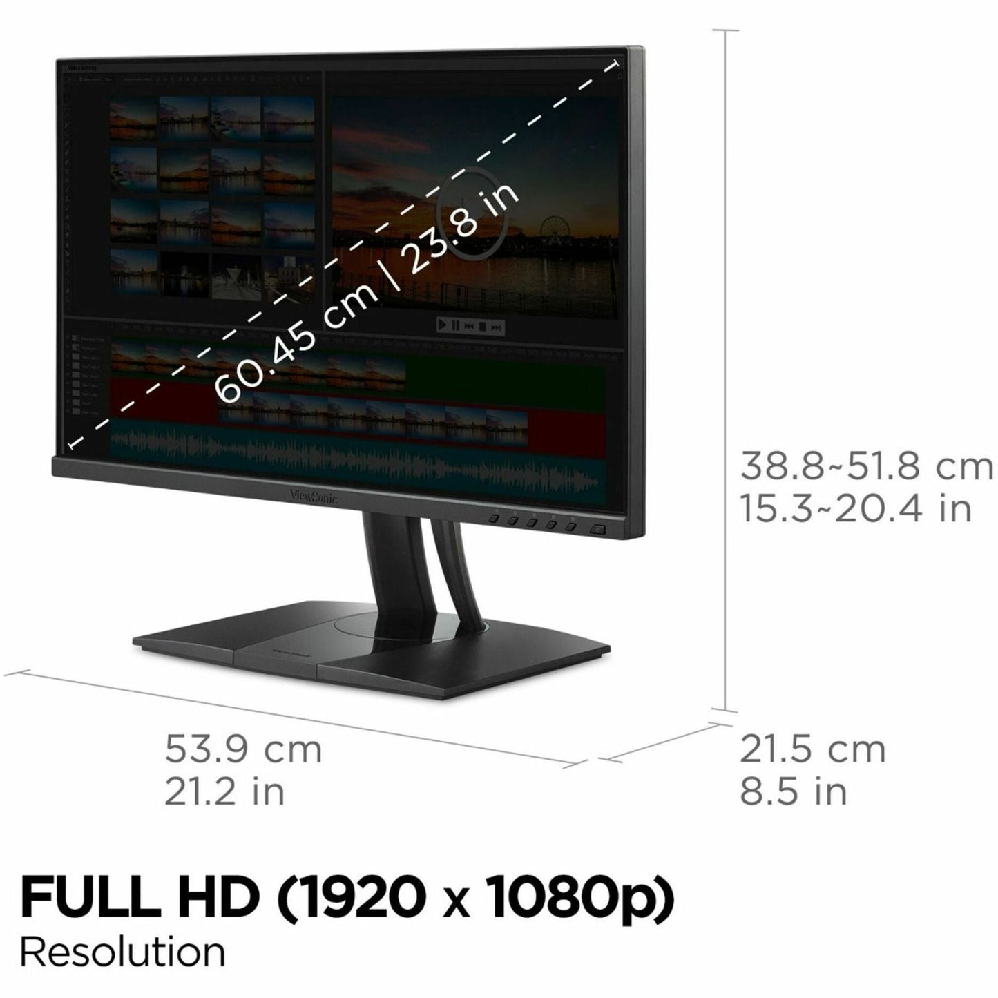 ViewSonic VP2456 24 Inch 1080p Premium IPS Monitor with Ultra-Thin Bezels Color Accuracy Pantone Validated HDMI DisplayPort and USB C for Professional Home and Office