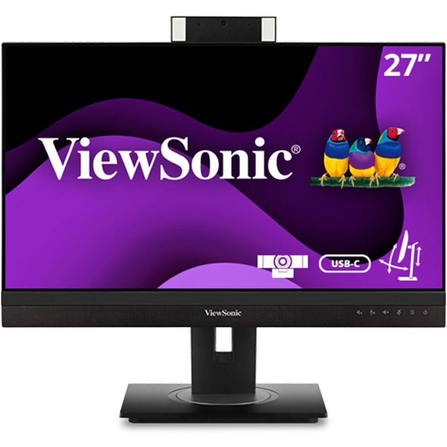 ViewSonic VG2756V-2K 24 Inch 1440p Video Conference Monitor with Webcam 2 Way Powered 90W USB C Docking Built-In Gigabit Ethernet and 40 Degree Tilt Ergonomics for Home and Office