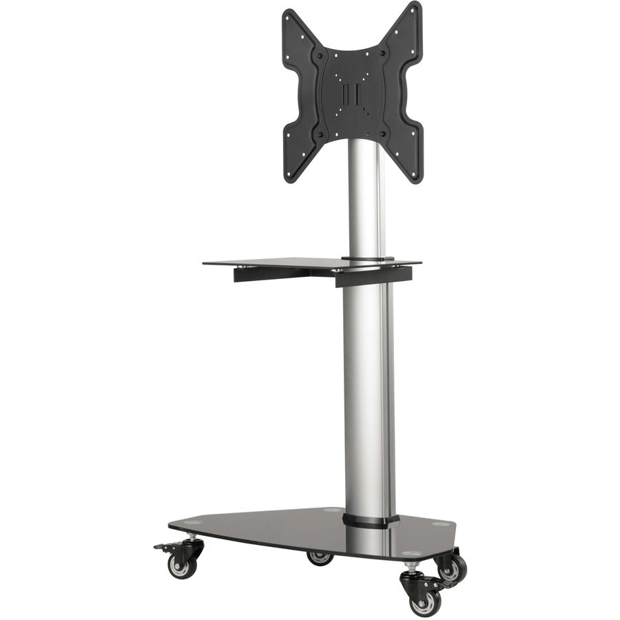 Tripp Lite Premier Rolling TV Cart for 32" to 55" Displays Black Glass Base and Shelf Locking Casters