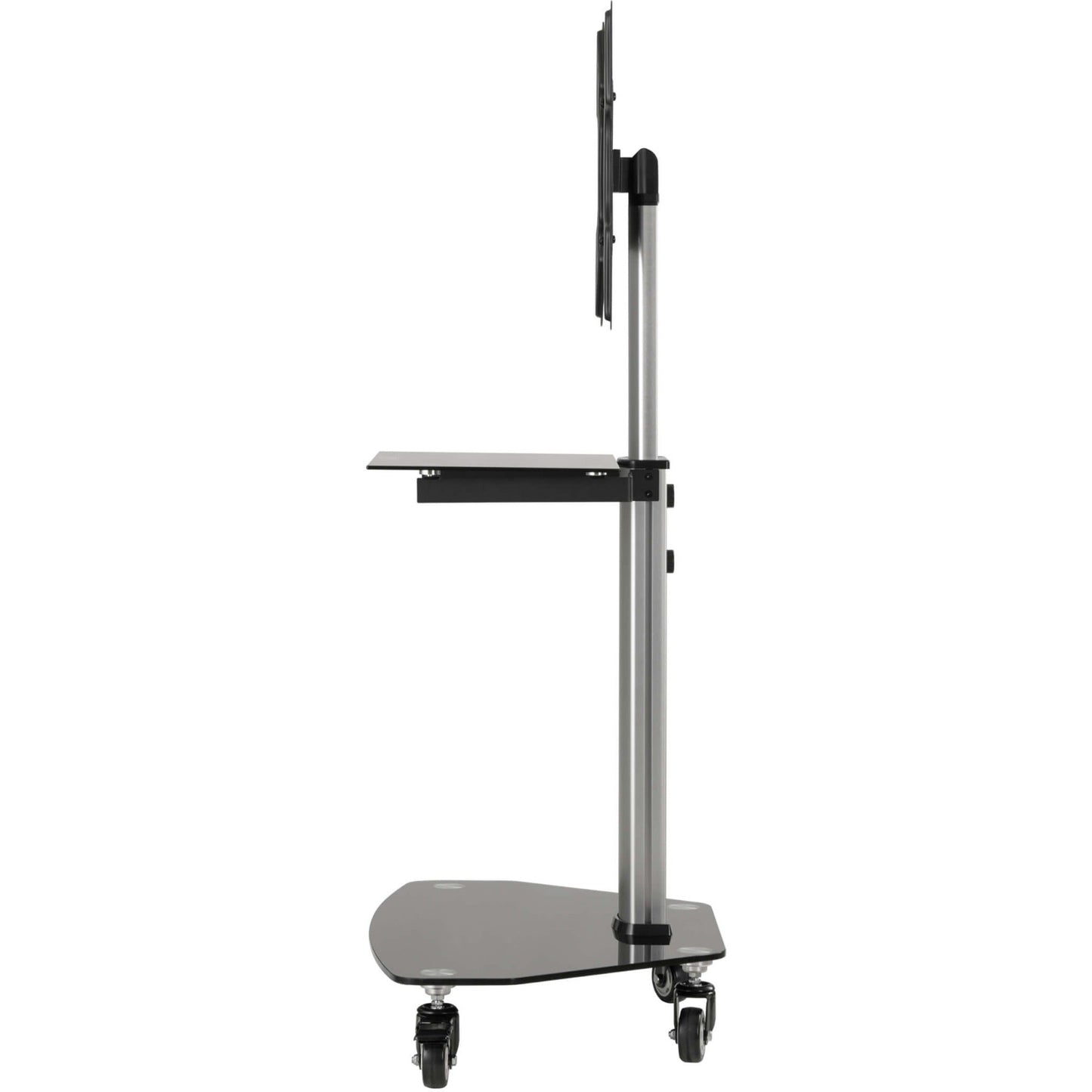 Tripp Lite Premier Rolling TV Cart for 32" to 55" Displays Black Glass Base and Shelf Locking Casters