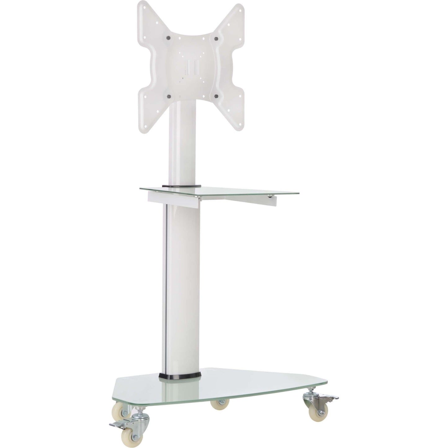 Tripp Lite Premier Rolling TV Cart for 32" to 55" Displays Frosted Glass Base and Shelf Locking Casters White