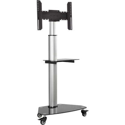 Tripp Lite Premier Rolling TV Cart for 37" to 70" Displays Black Glass Base and Shelf Locking Casters