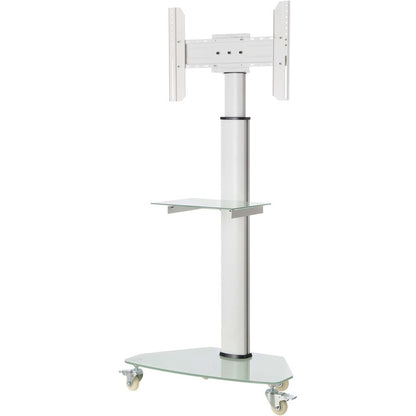 Tripp Lite Premier Rolling TV Cart for 37" to 70" Displays Frosted Glass Base and Shelf Locking Casters White