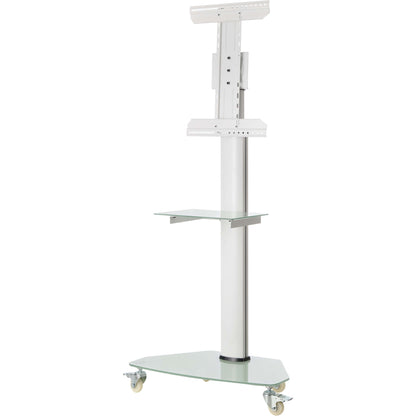 Tripp Lite Premier Rolling TV Cart for 37" to 70" Displays Frosted Glass Base and Shelf Locking Casters White