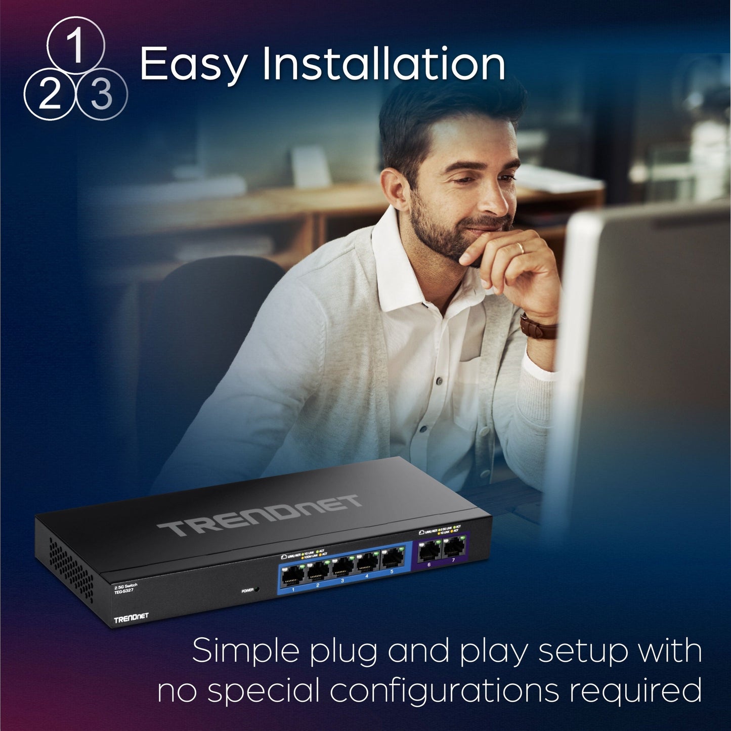 TRENDnet 7-Port Multi-Gig Switch 5 x 1G RJ-45 Base-T Ports 2 x 2.5G RJ-45 Ports 20Gbps Switching Capacity Wall Mountable Plug & Play Network Ethernet Switch Lifetime Protection BlackTEG-S327