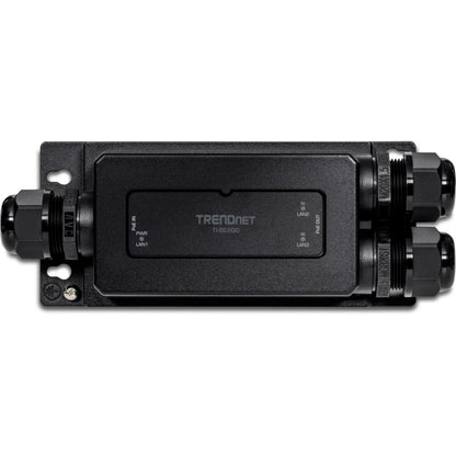 TRENDnet 2-Port Industrial Outdoor Gigabit PoE++ Extender Hardened IP67 Extreme Temperature Rated Housing Extends PoE++ Connection up to 200m (656 ft.) for up to 2 Devices Black TI-BE200