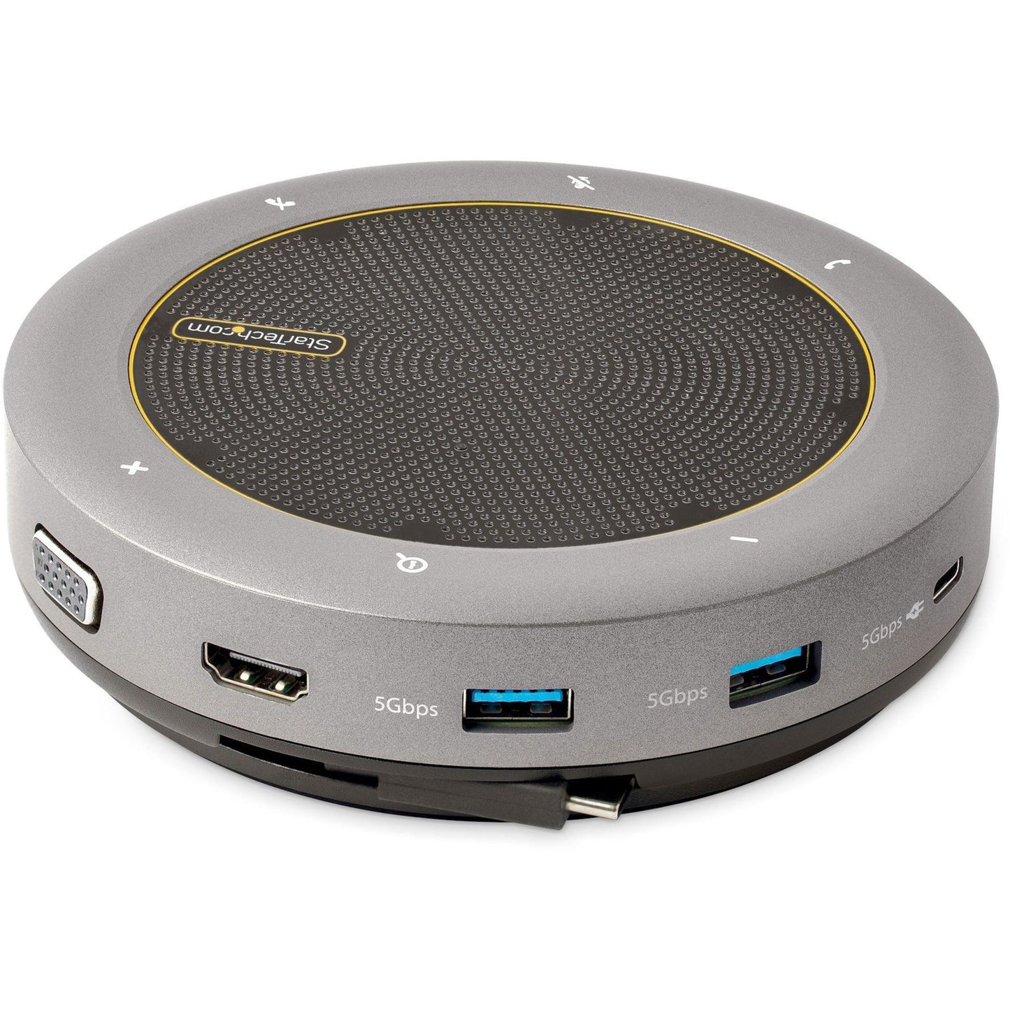 StarTech.com USB-C Speakerphone Docking Station Mini Portable Conference Speaker/Audio Dock VGA/4K HDMI USB Hub Teams/Zoom/Softphone