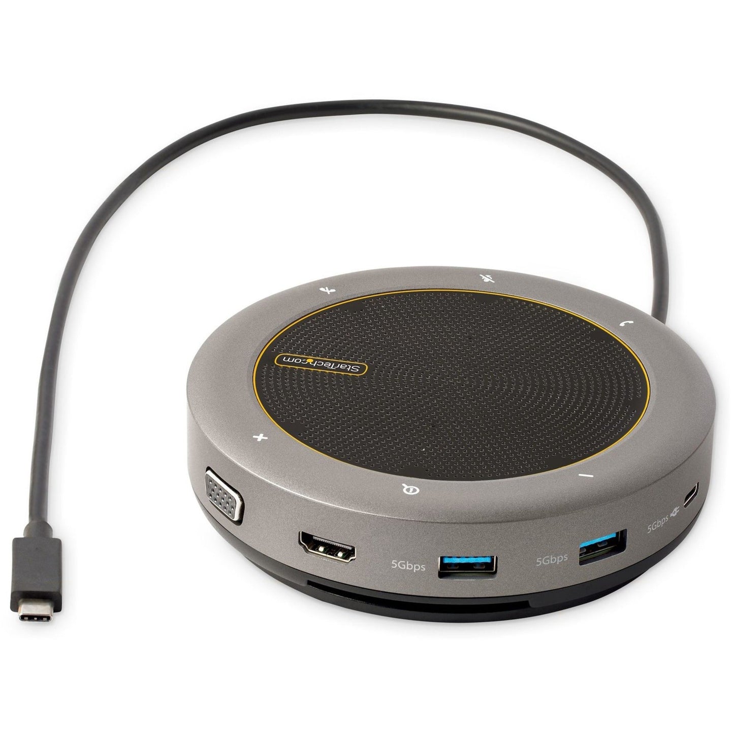 StarTech.com USB-C Speakerphone Docking Station Mini Portable Conference Speaker/Audio Dock VGA/4K HDMI USB Hub Teams/Zoom/Softphone