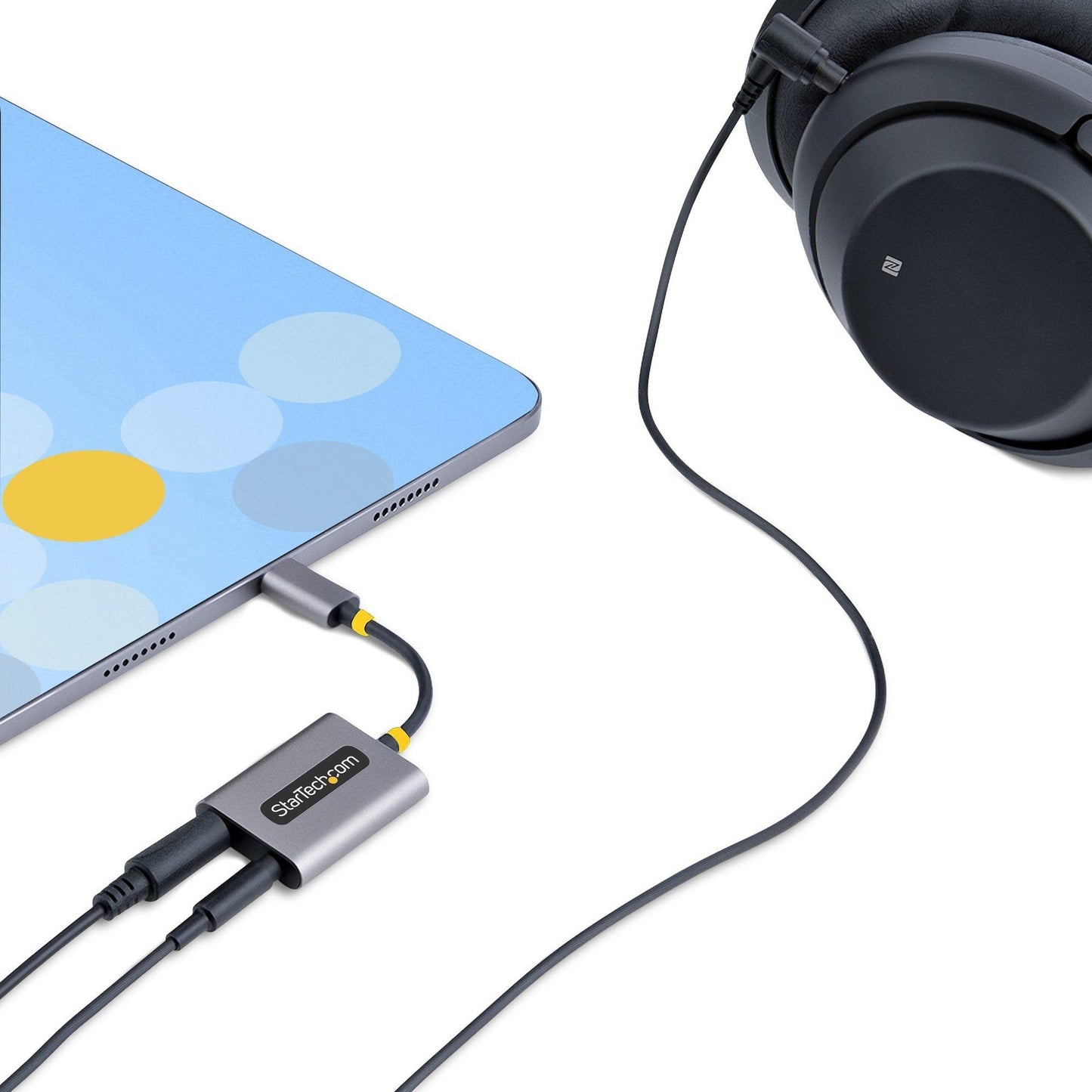 StarTech.com USB-C Headphone Splitter USB Type C Dual Headset Adapter w/Mic Input USB C to 3.5mm Audio Adapter/Earphone Dongle/Aux Jack
