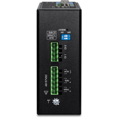 TRENDnet 6-Port Industrial Gigabit L2+ Managed PoE++ DIN Rail Switch 4 x Gigabit PoE++ Ports DIN-Rail Mount 2 x SFP Slots IP30 VLAN QoS LACP Bandwidth Management ERPS Black TI-BG62i