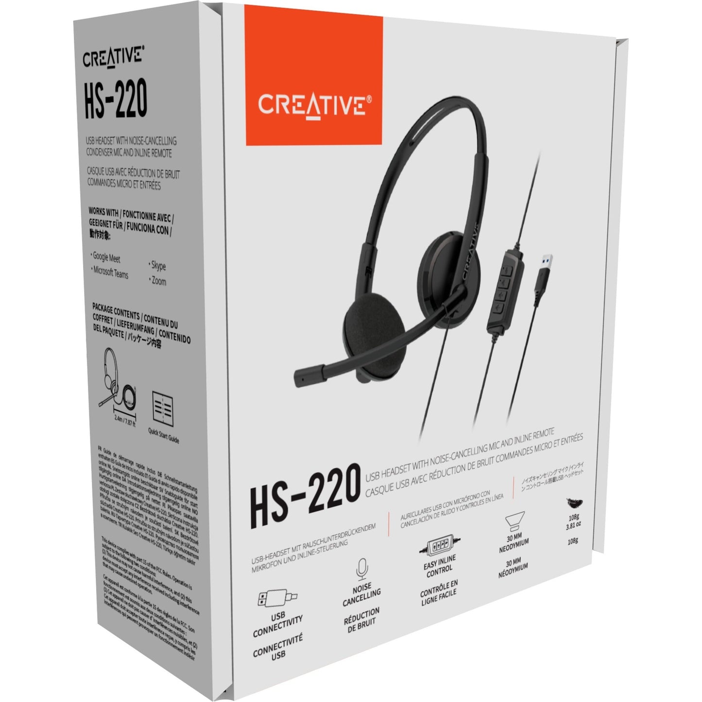 Creative HS-220 USB Headset with Noise-Cancelling Mic and Inline Remote