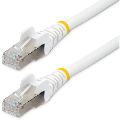 StarTech.com 15ft CAT6a Ethernet Cable White Low Smoke Zero Halogen (LSZH) 10 GbE 100W PoE S/FTP Snagless RJ-45 Network Patch Cord