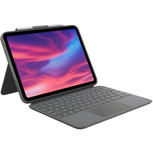 Logitech Combo Touch Keyboard/Cover Case (Folio) for 10.9" Apple Logitech iPad (10th Generation) Tablet Apple Pencil Stylus - Oxford Gray