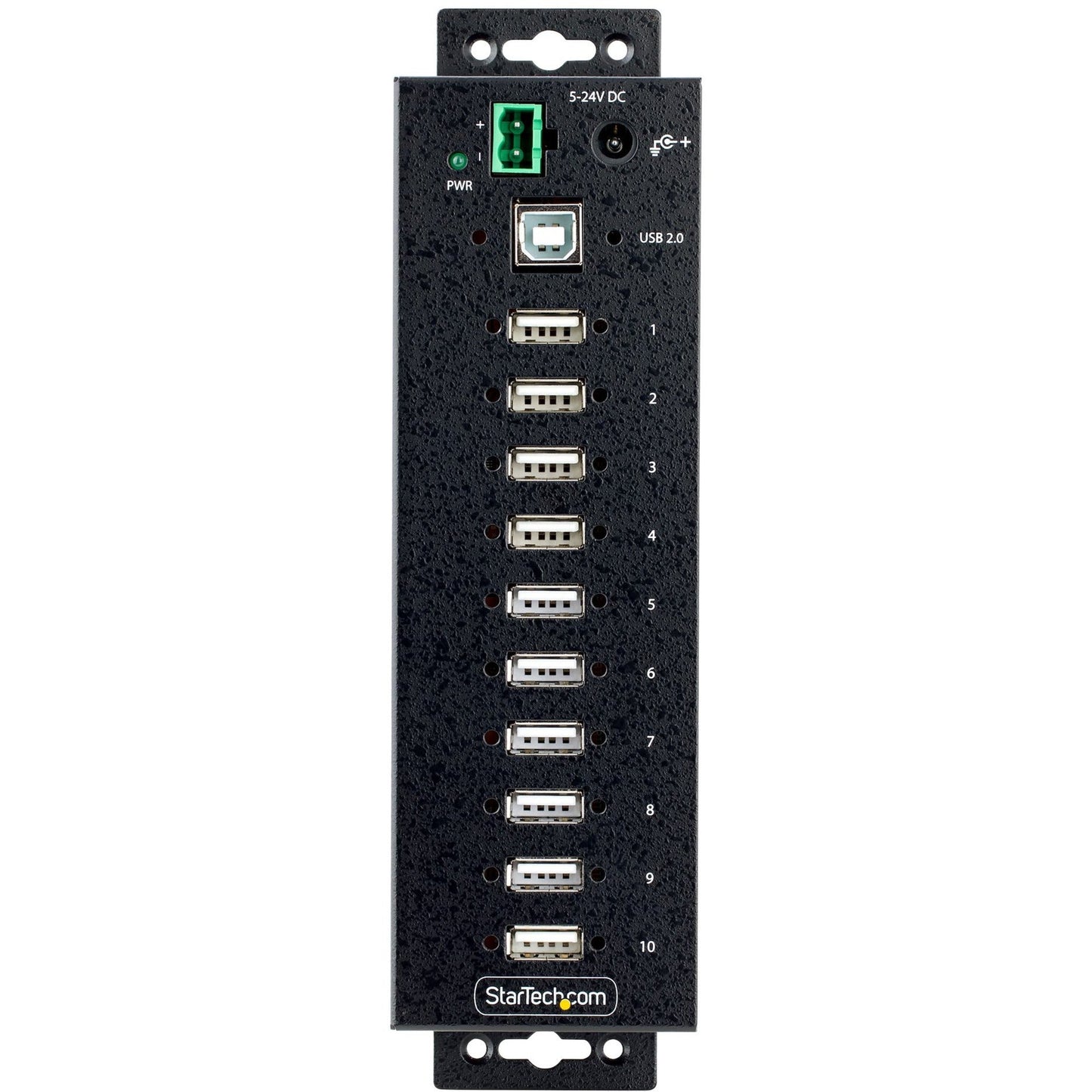 StarTech.com 10-Port Industrial USB 2.0 HUB Rugged USB Hub w/ESD Level 4 Protection DIN/Wall/Desk Mountable USB-A Hub USB Expansion Hub