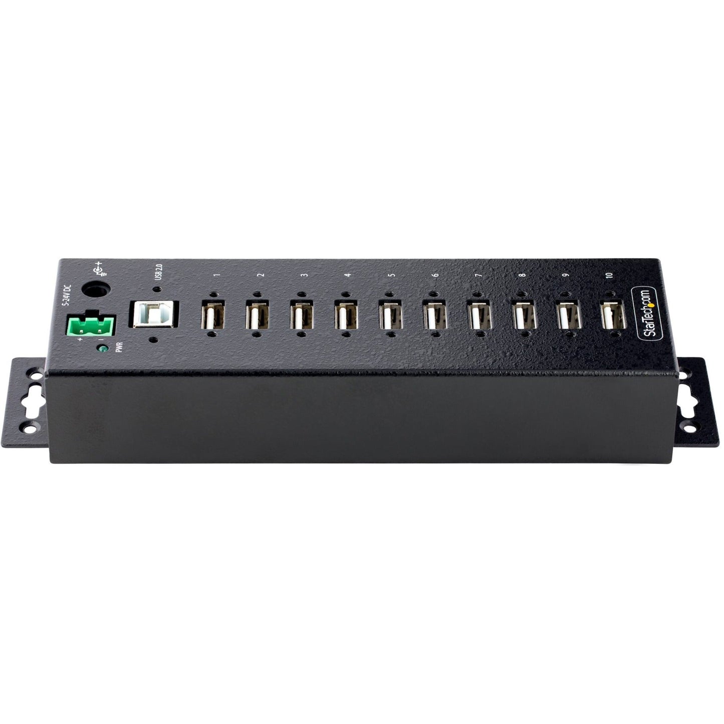 StarTech.com 10-Port Industrial USB 2.0 HUB Rugged USB Hub w/ESD Level 4 Protection DIN/Wall/Desk Mountable USB-A Hub USB Expansion Hub