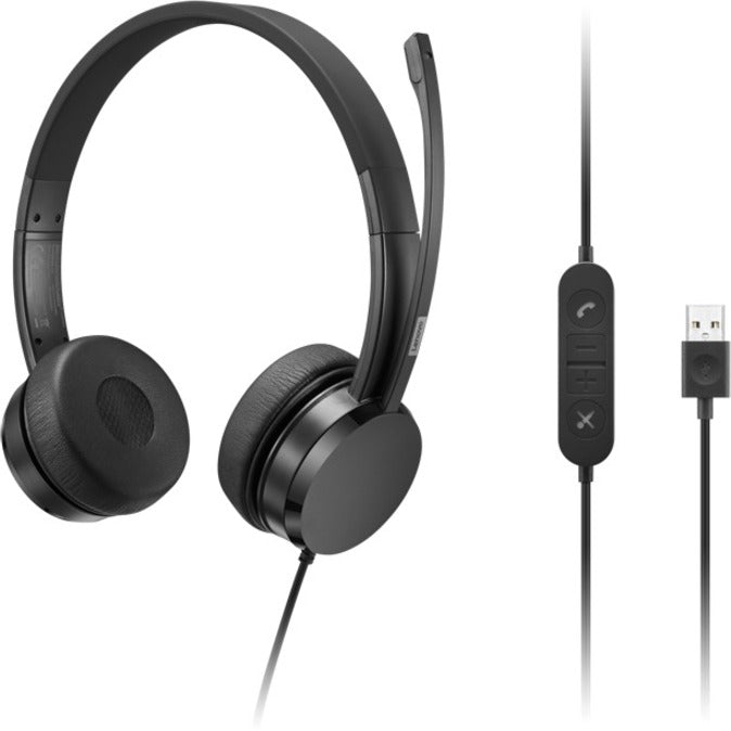 Lenovo USB-A Wired Stereo On-Ear Headset (with Control Box)