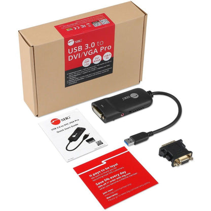 SIIG USB 3.0 to DVI/VGA Pro adapter - 1080p - USB 3.0 5 Gbps - included DVI to VGA adapter