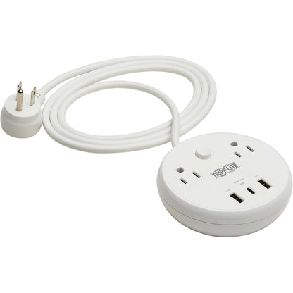 Tripp Lite Safe-IT 57W 2-Outlet Surge Protector - 5-15R Outlets 3 USB Ports 8 ft. (2.4 m) Cord 300 Joules Antimicrobial Protection White