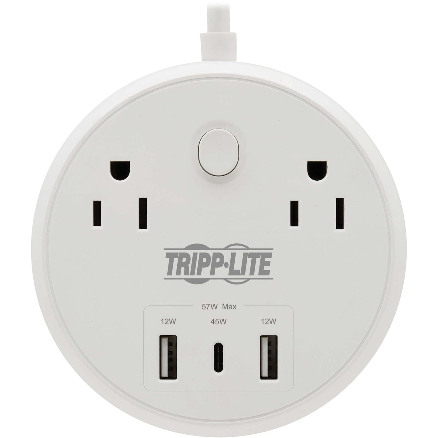 Tripp Lite Safe-IT 57W 2-Outlet Surge Protector - 5-15R Outlets 3 USB Ports 8 ft. (2.4 m) Cord 300 Joules Antimicrobial Protection White