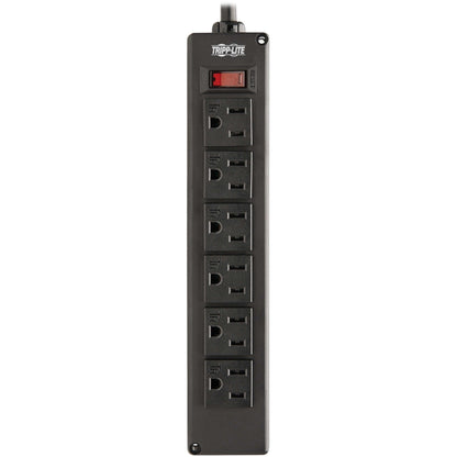 Tripp Lite Safe-IT 6-Outlet Surge Protector - 10 ft. Spiral Cord 5-15P Plug 300 Joules Antimicrobial Protection Black