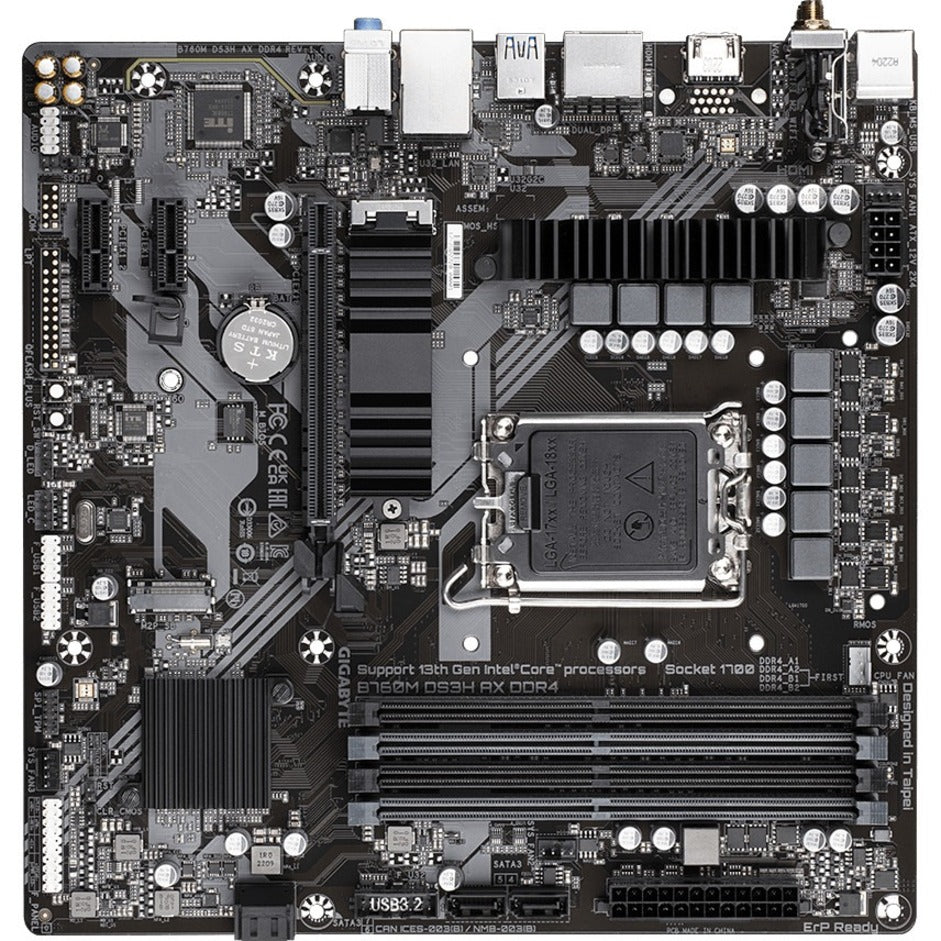 Gigabyte Ultra Durable B760M DS3H AX DDR4 Desktop Motherboard - Intel B760 Chipset - Socket LGA-1700 - Micro ATX