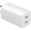 4XEM 45W GaN Wall Charger Dual USB-C - White