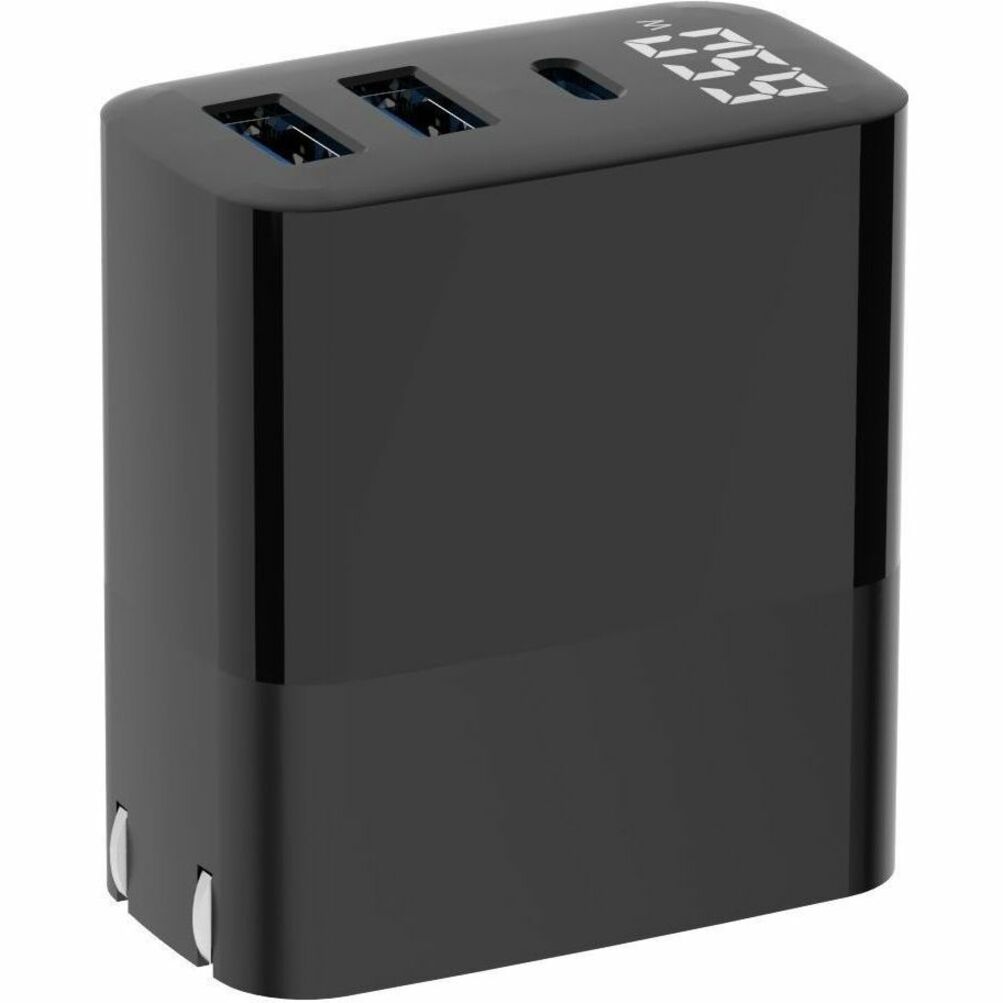 4XEM 30W Wall Charger Triple Output w/ display - Black