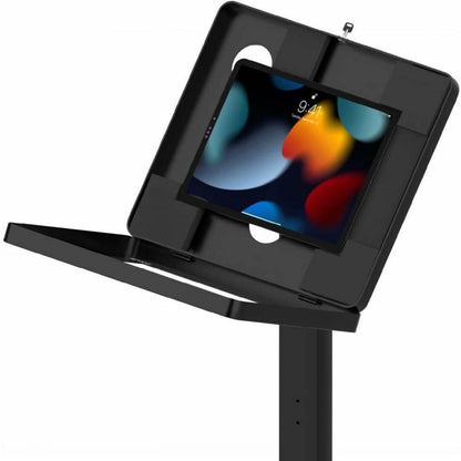 CTA Digital Premium Thin Profile Floor Stand with Large Universal Security Enclosure (Black)