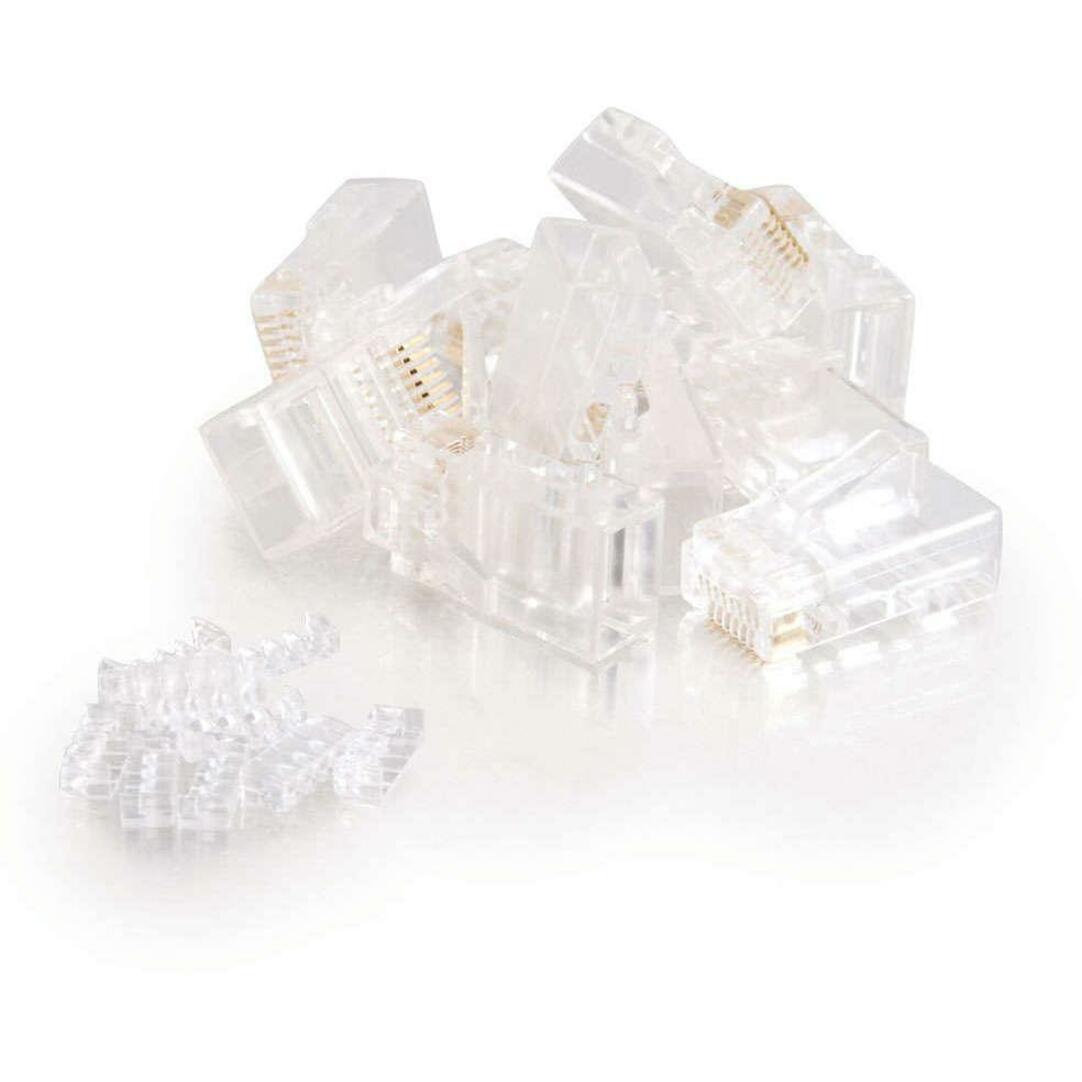 C2G RJ45 Cat5E Modular (with Load Bar) Plug for Round Solid/Stranded Cable - 100pk
