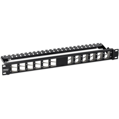 TRENDnet 24-Port Blank Angled Keystone Shielded 1U Patch Panel TC-KP24SA STP Cat6A Cat5 Cat5e Cat6 19" Rackmount Design Black