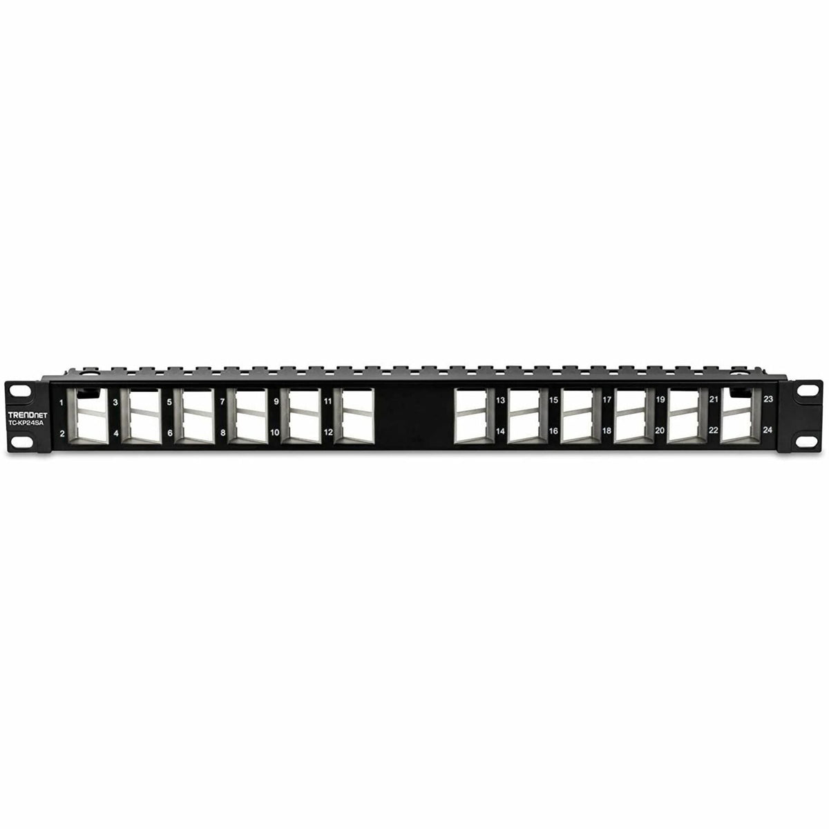 TRENDnet 24-Port Blank Angled Keystone Shielded 1U Patch Panel TC-KP24SA STP Cat6A Cat5 Cat5e Cat6 19" Rackmount Design Black