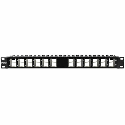 TRENDnet 24-Port Blank Angled Keystone Shielded 1U Patch Panel TC-KP24SA STP Cat6A Cat5 Cat5e Cat6 19" Rackmount Design Black