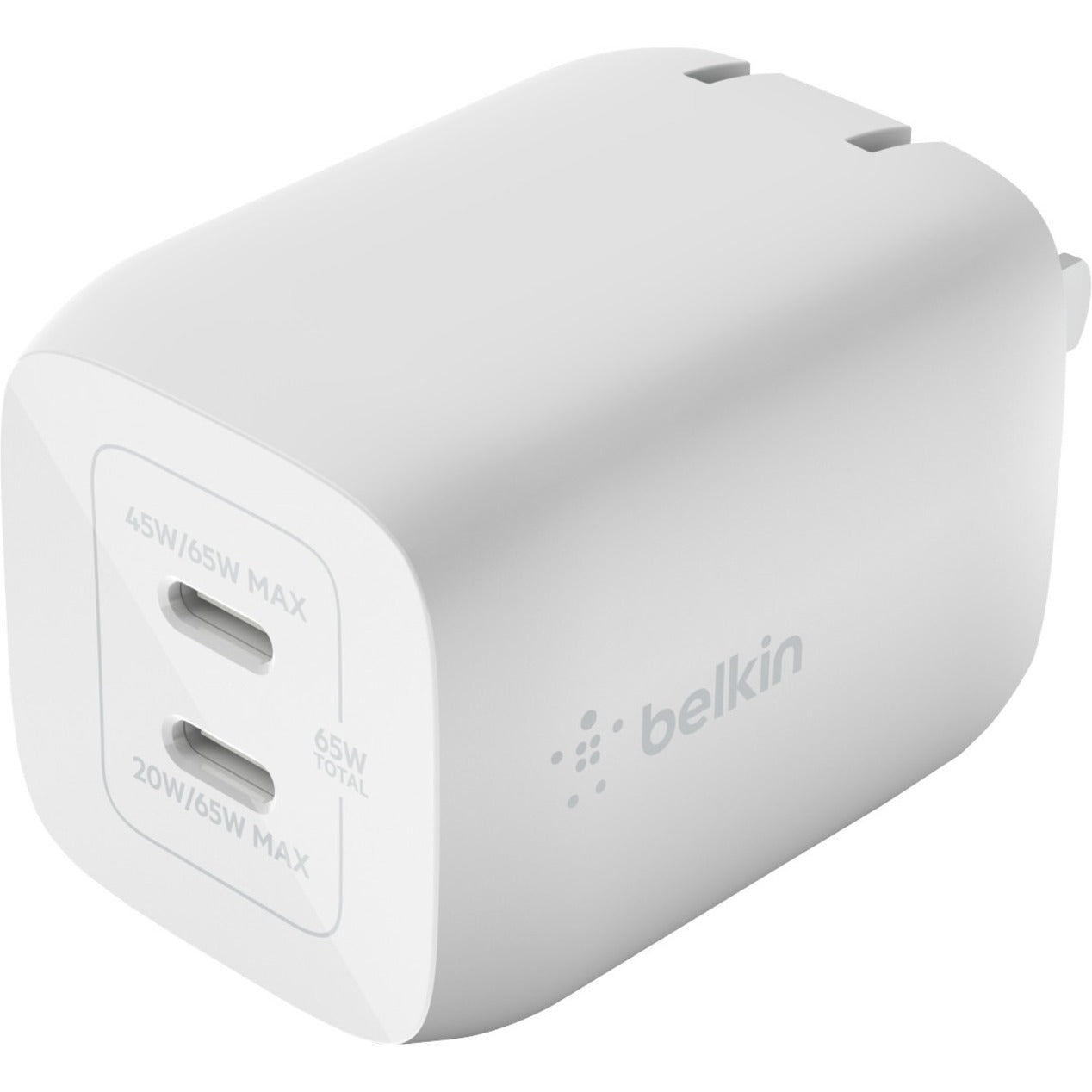 Belkin Dual USB-C GaN Wall Charger with PPS 65W (USB-C to USB-C Cable included) - Power Adapter