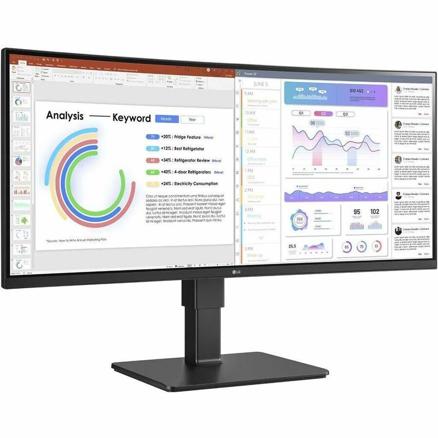 LG Ultrawide 34BQ77QC-B 34" Webcam WQHD Curved Screen LCD Monitor - 21:9 - Textured Black