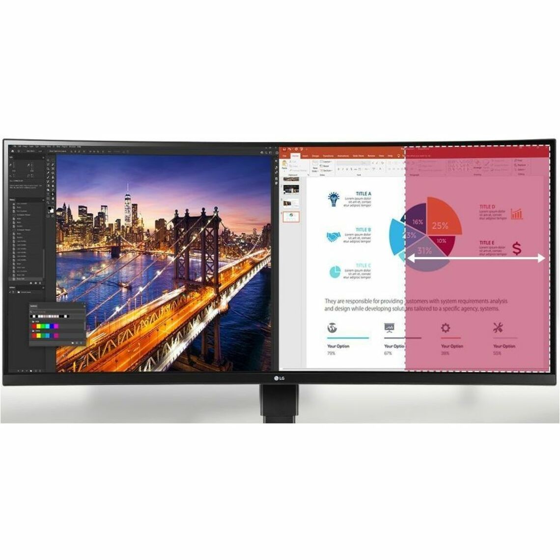 LG Ultrawide 34BQ77QC-B 34" Webcam WQHD Curved Screen LCD Monitor - 21:9 - Textured Black