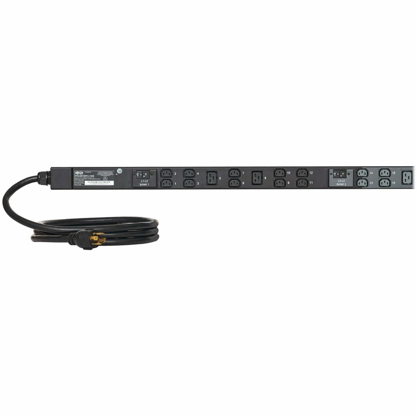 Tripp Lite series 8.6kW 200-240V 3-Phase IsoBreaker Managed PDU - Gigabit 36 Outlets L15-30P Input LCD 10 ft. (3 m) Cord 0U 70 in. (1.8 m) Height TAA