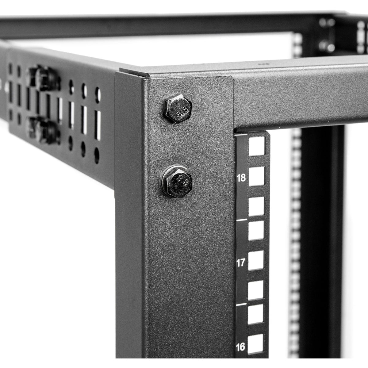 Rocstor SolidRack 18U Adjustable Depth Open Frame 4 Post Rack w/ Casters